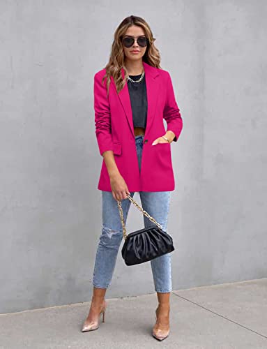 Image of CRAZY GRID Womens Casual Blazer Jacket Long Sleeve Open Front Work Office Blazer Lapel Button Jacket