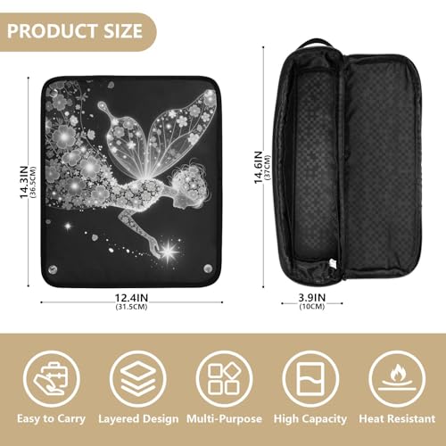 Organizador 2 en 1 para herramientas de cabello y alfombrilla resistente al calor, gran capacidad para planchas y rizadores, maletín de viaje miniatura 4