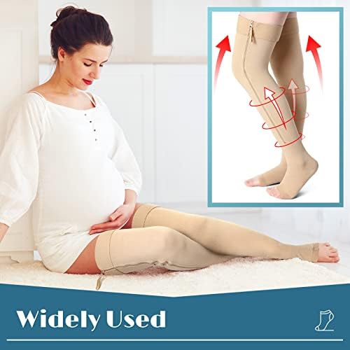 Newcotte Compression Socks with Zipper for Women Thigh High Compression Stockings 20-30mmhg Support Socks for Women Men - Image 4