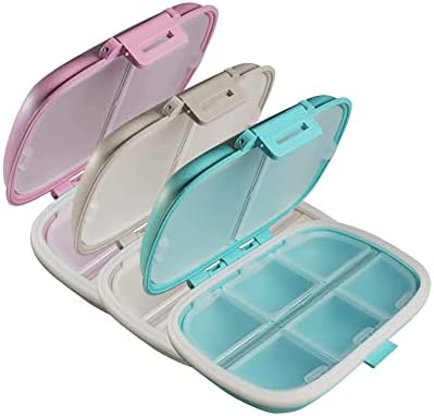 8 Compartments Weekly Pill Organizer, Medicine Organizer, Pill Container, Daily Pill Organizer, Pill Dispenser, Travel Pill Organizer, Pill Case (Blue* Beige* Green)