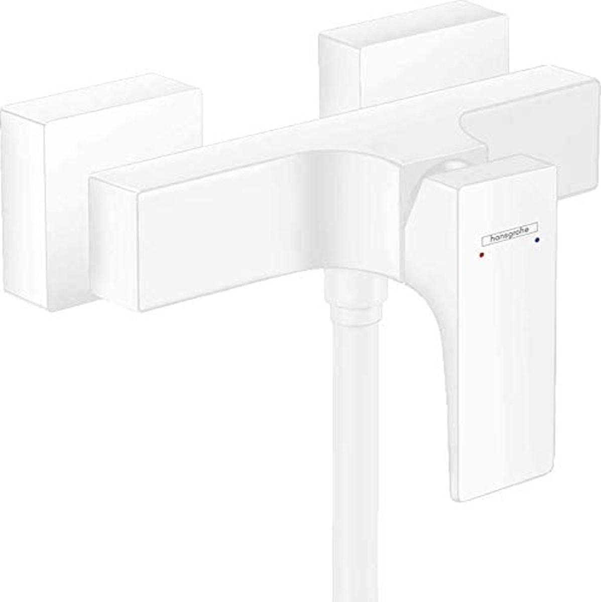 hansgrohe Metropol 32560700 Surface-Mounted Shower Mixer Tap with Lever Handle Matt White, Hebelgriff