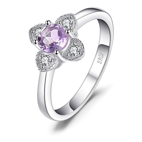 JewelryPalace Anillo Plata Mujer con Amatista Púrpura Natural Cover