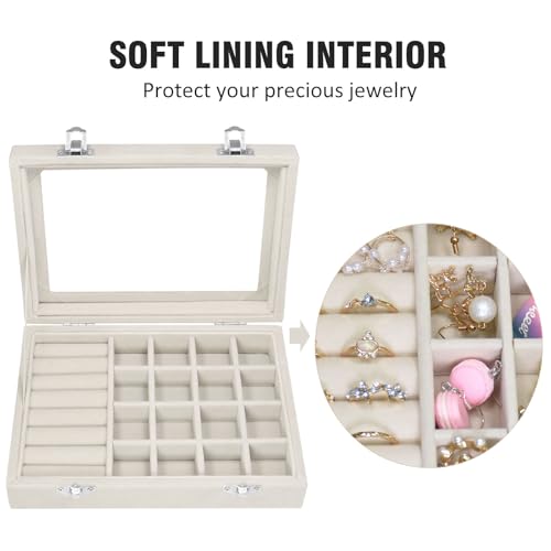 Image of Vicoter Rings Organizer Tray 7 Slots Velvet Jewelry Earring Storage Box
