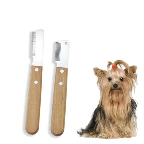 Trimmmesser Hund, Professionelle Edelstahl-Felltrimmer für Hunde & Katzen, ergonomische Griffe für präzises Trimmen, inkl. Kamm & Aufbewahrungstasche - Ideal für Tierpflege & Haarentfernung