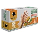1000 BPA Free Disposable Poly PE Gloves Medium, Food Grade, 2 Pack of 500