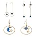 SUNSCSC Enamel Moon Star Earth Planet Drop Hook Earrings Long Pendant Dangle Jewelry for Woman Girls (Earrings Set)