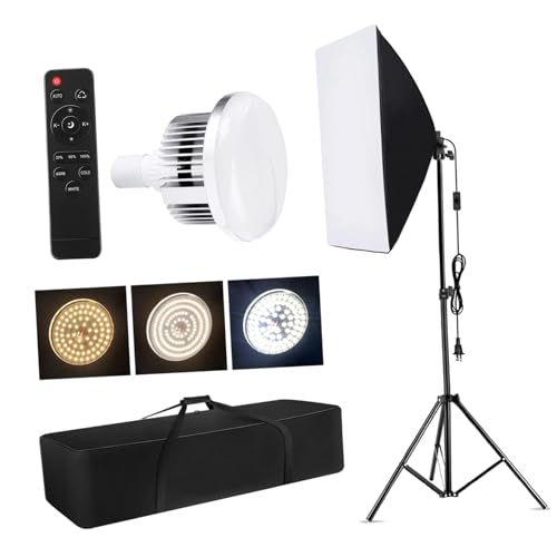 Image of Operitacx 1Set Softbox Lighting Kit with Remote Control Photography Equipment Double Color Temperature Bulb Stand Carry Bag for Studio Use for Portrait Video