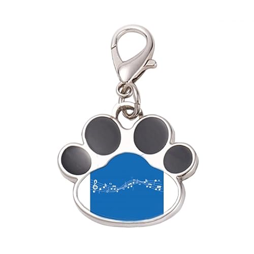 DIYthinker?Blue Music Movg 5-le Staff Pet Tag Keychain Dog Cat ID