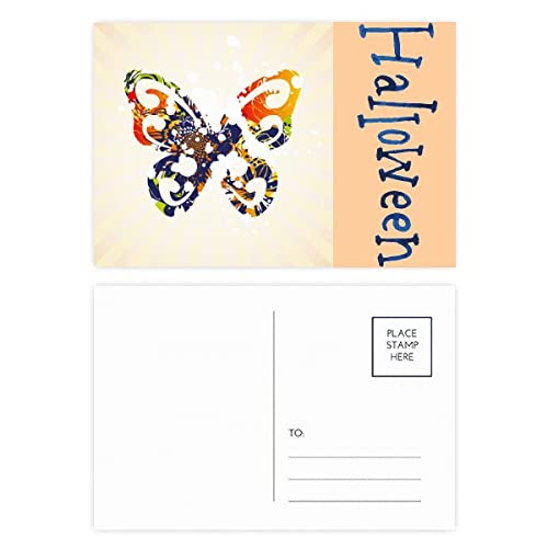 Cartes postales d'Halloween à motifs floraux et papillons impression d'art premium