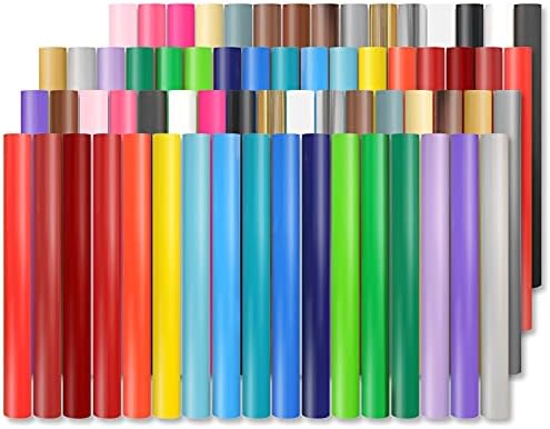 Lya Vinyl 65 Pack Permanent Vinyl, Self Adhesive Vinyl Sheets for Cricut, Permanent Outdoor Vinyl for Party Decoration, Sticker, DIY Mug, Car Decal