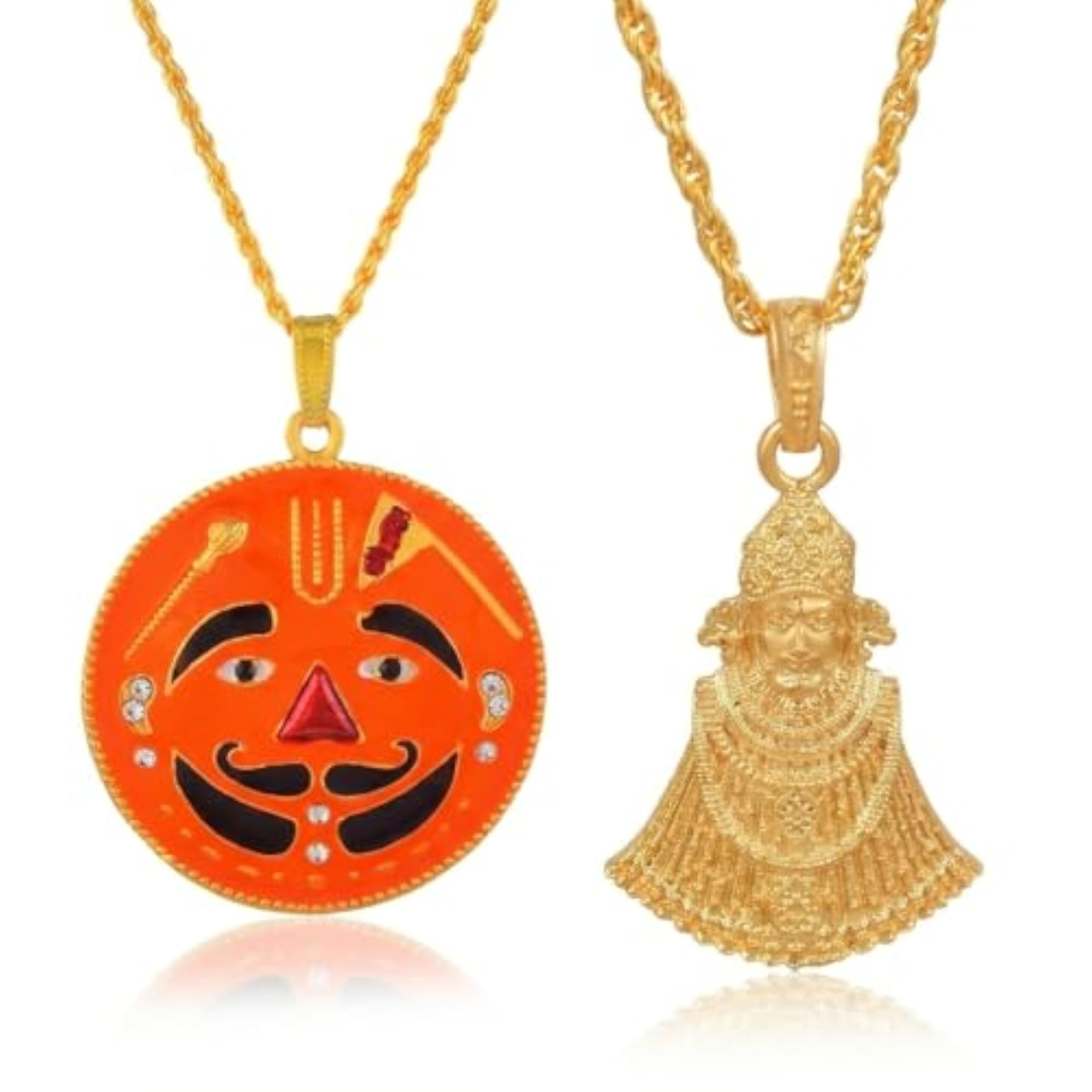 Brass Goldplated Khatu Shyam ji & Salasar Balaji Pendant Combo