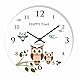 FLEXISTYLE z92b Moderne Wanduhr für Kinder Eule 2 30cm, still, oval, Zimmer für Kinder, Schule, Kindergarten