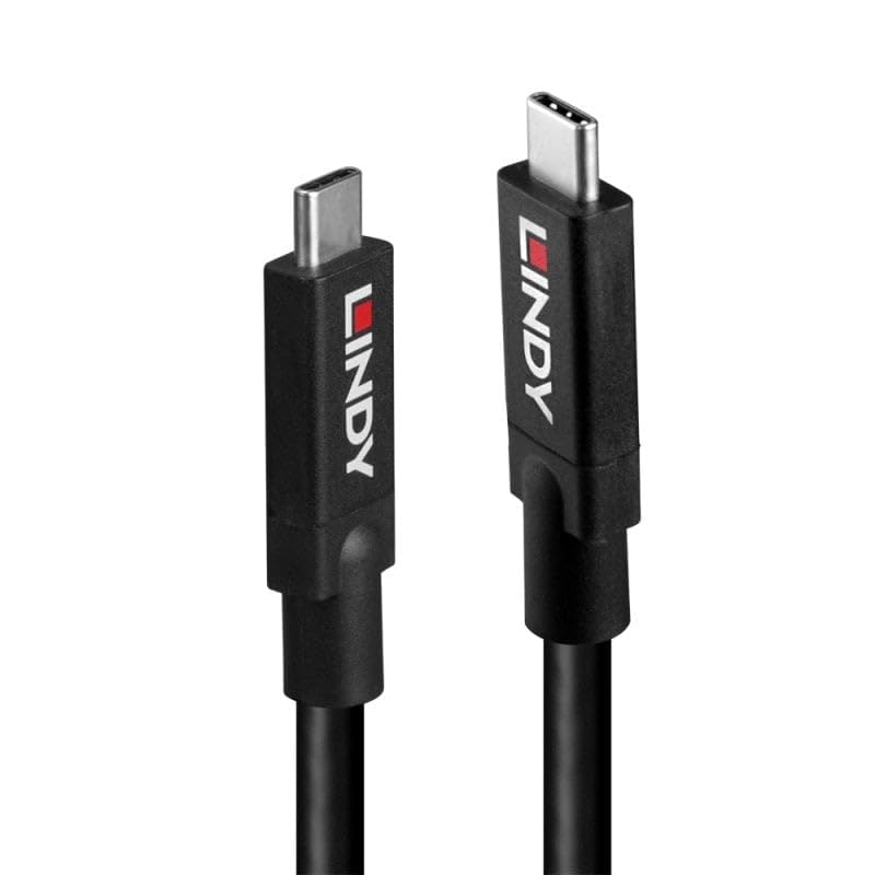 LINDY Cavo attivo USB 3.2 Gen 2 da USB-C a USB-C, trasferimento dati 10 Gbps, DisplayPort 1.4, alimentazione 100 W, nero