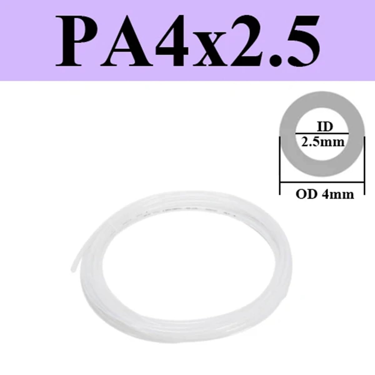 Tube En Nylon PA6 Haute Pression De 1M/2M/5M/10M/15M/20M, Tuyau D'huile En Polyamide Rigide Et Lisse For Compresseur D'air Pneumatique De 4mm 6mm 8mm 10mm 12mm (Color : 10 M, Size : PA 4x2.5)