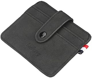 baellerry Brand Nu-buck Leather Super Thin Credit Card Holder Wallet - Black