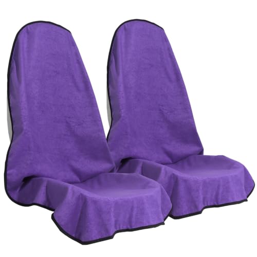 Image of Car Seat Cover Protector Front Seats,for Gym Workout,Running,Swimming,Beach and Hiking,Waterproof Sweat Towel Bucket Seat Covers for Cars SUV Trucks (Purple, 2Pcs)