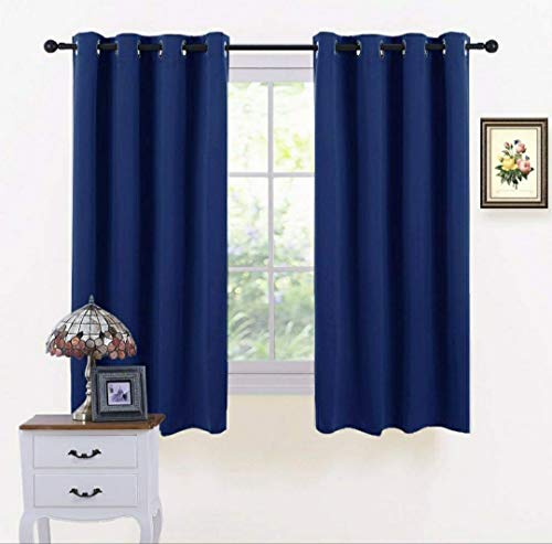 Image of Comfy Home Fabric Solid Grommet Curtain, 5 Feet, Blue, Pack of 2