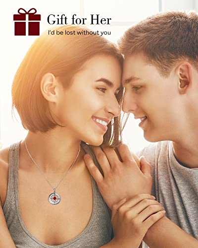 S925 Necklace Gift for Wife |Compass Jewelry |Women Anniversary |Sterling Silver |Girlfriend Birthday Gifts for Her Valentines |I'd be Lost without You |Jewel 18K Gold2