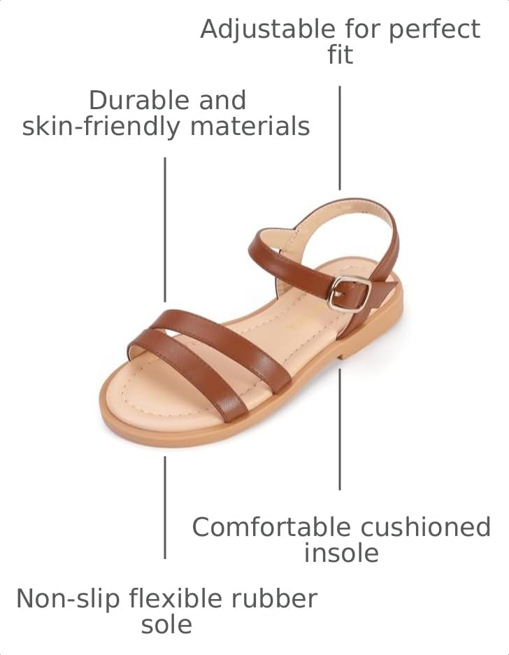 Image of PANDNAINJIA Girls Sandals Open Toe Toddler Kids Dress Summer Shoes