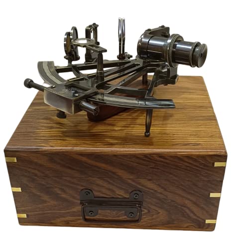 NAVIROCK German Model Black Antique Sextant Navigation Instrument Sextante Navegacion Marine Sextant with Wooden Box