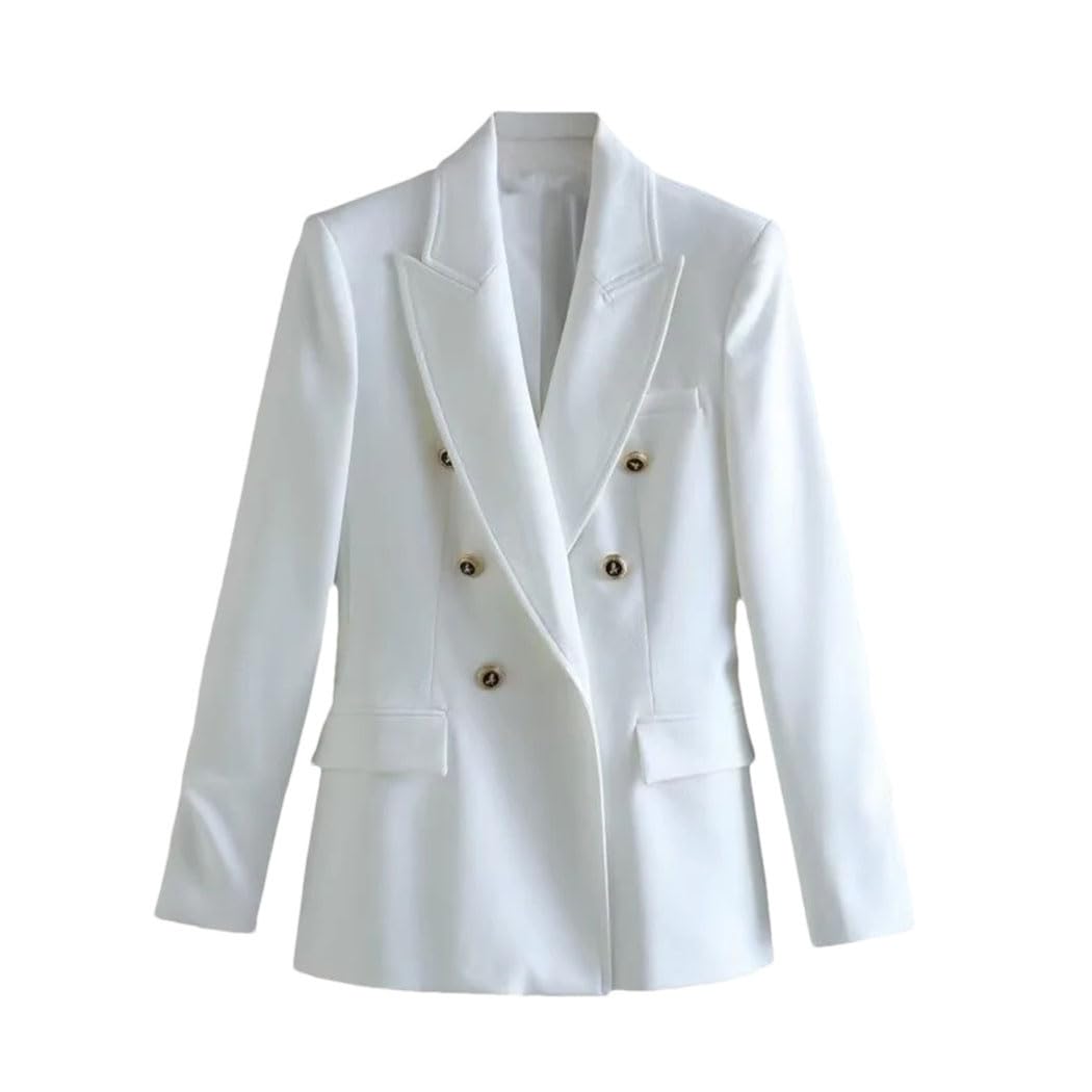 Blazer à double boutonnage ajusté veste de bureau blanche XS