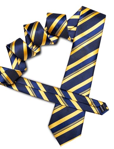 Image of Barry.Wang Mens Tie Set Plaid Check Neckties Formal Business Wedding Luxury Pocket Square Cufflinks