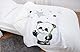 Herding Fynn Babydecke, Panda Motiv, 75 x 100 cm, Microfaserflausch, Weiß, 75x100x1 cm, 1440201014
