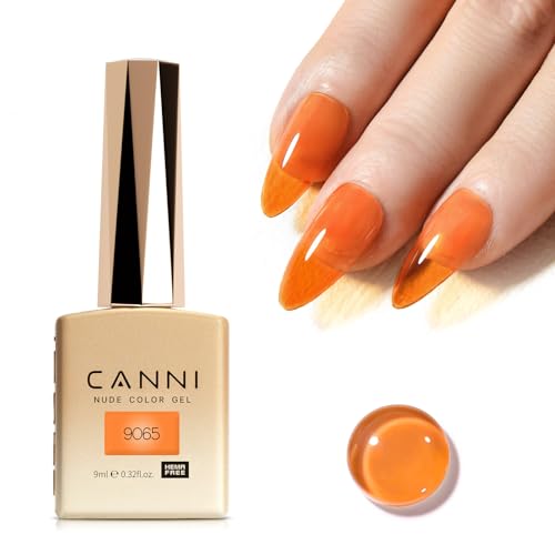 Image of CANNI Jelly Orange Gel Nail Polish, 1Pcs Orange Brown Fall Gel Polish Translucent Color High Gloss Soak Off U V French Nail Manicure Salon DIY