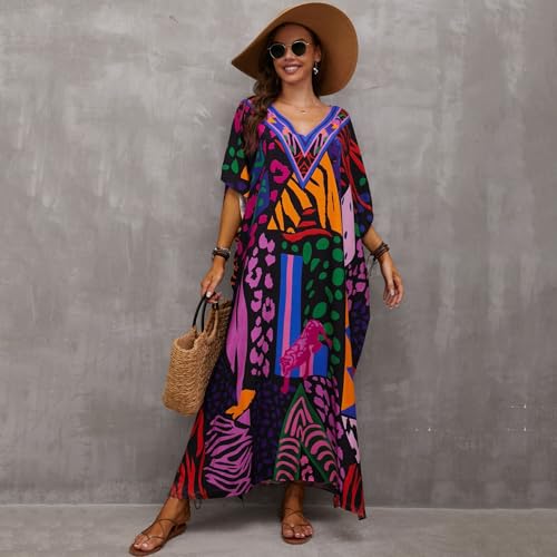 Plus Size Kaftan Dress for Women Caftan Bathing Swim Cover Up Boho Beach Dress Lightweight Loungewear3