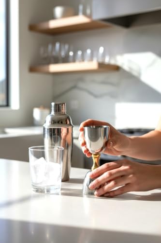 Image of Stainless Steel Premium Peg Measurer 30 & 60ml Jigger Bar Cocktail Shot Glass Metal Measure Cup Tool Set of 1