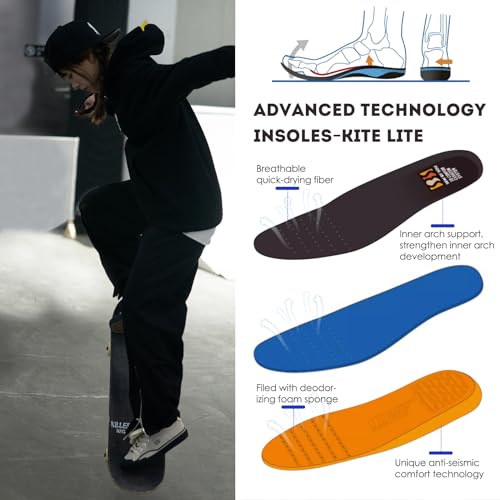 Image of Skateboard Shoes for Men Leather Low Top Pro Skateboarding Training Casual Sneakers
