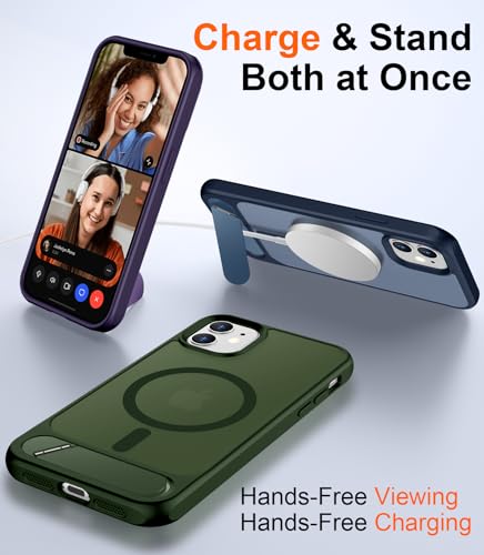 Image of Magnetic Compatible with iPhone 11 Phone Case, [Built-in Invisible Kickstand][Compatible with MagSafe] [Military Grade Shockproof] Slim Translucent Matte Phone Case for iPhone 11 6.1 inch