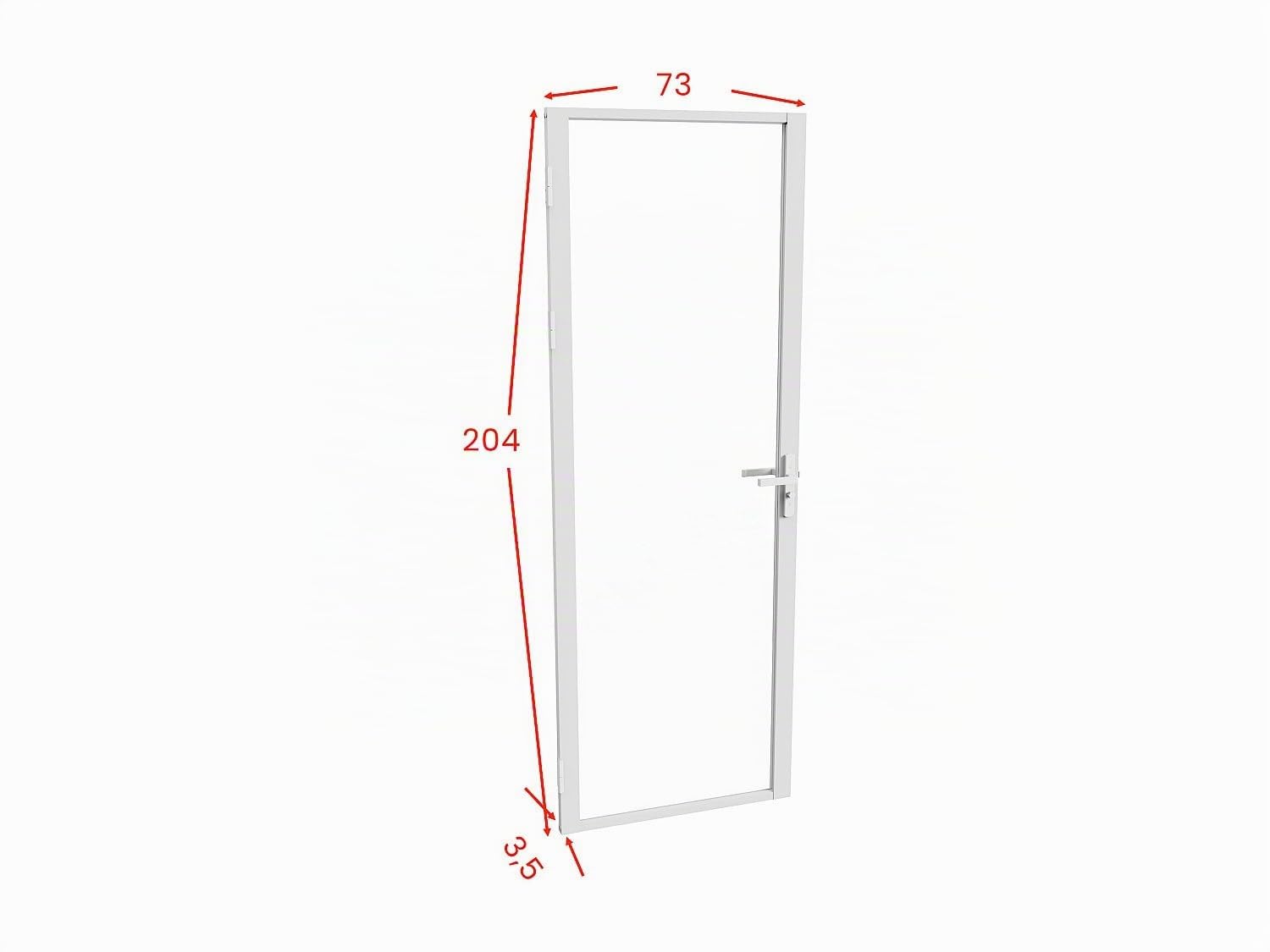 Vente-unique - Bloc porte réversible en aluminium et verre trempé - H204 x L73 cm - Blanc - LOXTON