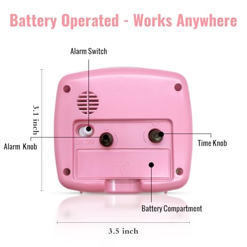 Image of Lamisola Analog Travel Alarm Clock for Bedroom, Small Desk Clock, Pink | Retro Battery Clock for Bathroom Shelf Table Bedside, Night Light Silent Snooze Clear Display for Kids Teens Girls
