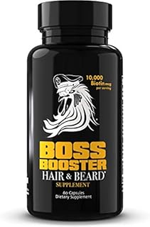 Bossman Boss Booster - Beard Growth Supplement Products for Men - 10,000 MCG Biotin and MSM - Hair Growth Vitamins and Beard Care