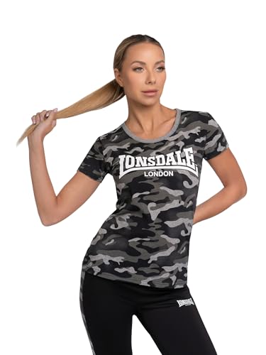 T-shirt manches courtes femme Lonsdale London camouflage gris top coupe droite regular