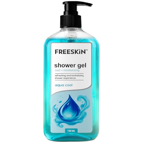 Image of Freeskin Aqua Cool Shower Gel-750ml | Refreshing & Revitalizing Body Wash | Cool, Energizing & Hydrating Formula | Long-Lasting Freshness for Men & Women | Suitable for All Skin Types | Gentle Daily Cleansing Shower Experience