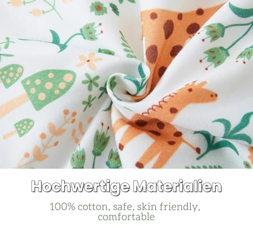 Chilsuessy Baby Schlafsack mit Beinen 1.5 Tog Schlafsack 100% Baumwolle Ganzjahres Schlafsack mit Füßen Babyschlafsack Schlafsack Kinder, 1.5 Tog/Giraffe, 80cm/Baby Höhe 85-95cm