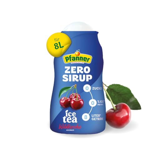 Pfanner Zero Sirup Ice Tea Wildkirsche (1 x 57 ml) Zuckerfreier Getränkesirup für 8 L Eistee kalorienfrei & ohne Zucker Pfanner Eistee Geschmack