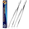 JETKONG 2 Pcs 12 Inch Kitchen Tweezers Fine Tweezer Tongs Extra Long Stainless Steel Cooking Tweezers Silver