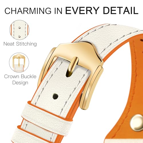 Image of JR.DM Slim Leather Bands Compatible with Apple Watch Band 38mm 40mm 41mm 42mm 44mm 45mm 46mm 49mm, Genuine Leather Band with Charms, Feminine Design for Iwatch Ultra SE Series 11 10 9 8 7 6 5 4 3 2 1