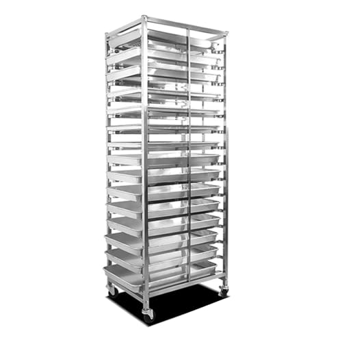 Estante para panadería, carrito de refrigeración de acero inoxidable resistente para hornear comercial, carrito de metal para bandejas de pan, masa y pizza