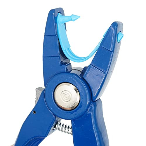 Foto von MOGOULUA Ohrmarkenzange mit 100 Ohrmarken für universelle Nutztiere, Schaf-Tagger, Stanzer, Bauernhof, Tiermarkenzange, Werkzeug für Ziegen, Rinder, Kuh, Schwein, Pferd, Ohrmarken, Installation