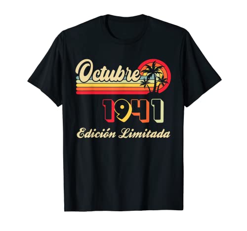 81 Años Cumpleaños Octubre 1941 Hombre Mujer Octubre Camiseta