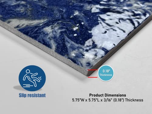 Monet Cloudy Blue Hand Painted Look Square 5.75 Inch Glossy Glazed Porcelain Floor And Wall Tile For Swimming Pools, Kitchen Backsplash, Bathroom Walls, Accent Walls (1 Piece) #TOP5