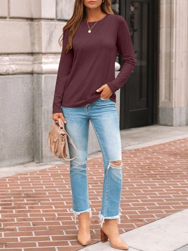 Image of AUTOMET Women's Long Sleeve Tops Loose Fit Shirts Casual Crewneck Tunics