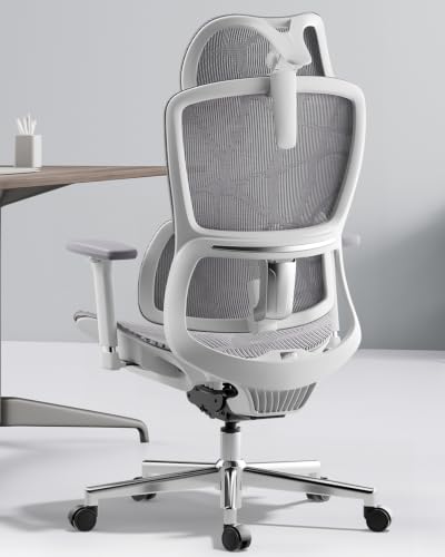 Image of Hbada E2 Ergonomic Office Chair, Big and Tall Mesh Office Chair with 6-Way Dynamic Lumbar Support, 3D Adjustable Armrests, 3D Adjustable Headrest, Grey (No Footrest)