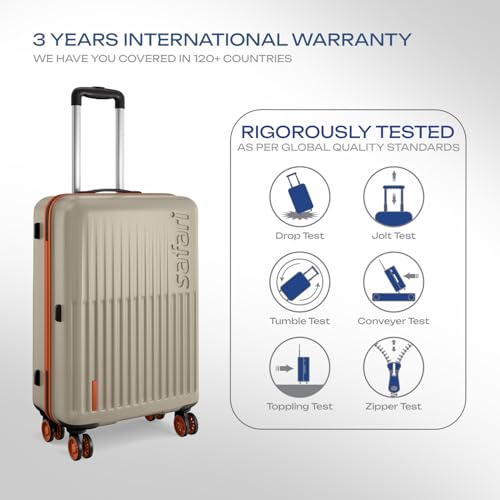 Image of Safari Astra Neo 8 Wheels Set of 3 Trolley Bags, Hard Case Polycarbonate, 360 Degree Wheeling Carry on & Check-in Luggage for Men & Women, Suitcase for Travel, Trolley Bags for Travel, Champagne