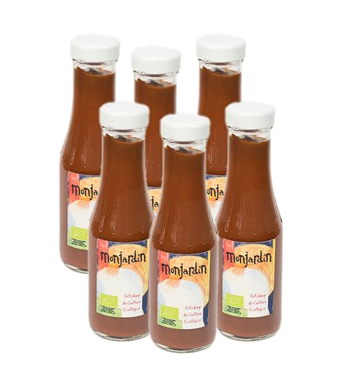 Monjardín Ecológico - Ketchup Ecológico | Tomates Ecológicos | Cultivados Ecológicamente | Pack de 6 (300g tarro)