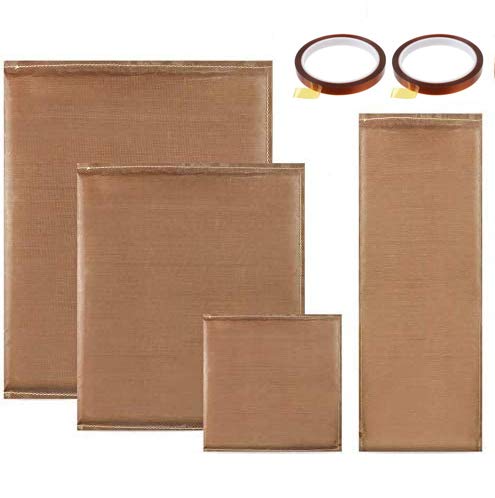 Heat Press Transfer Pillow, 4 Pack Teflon Heat Resistant Pressing Pillows Mats with 2 Heat Resistant Tapes for Heat Screen Print and Heat Pressing Shirts Projects